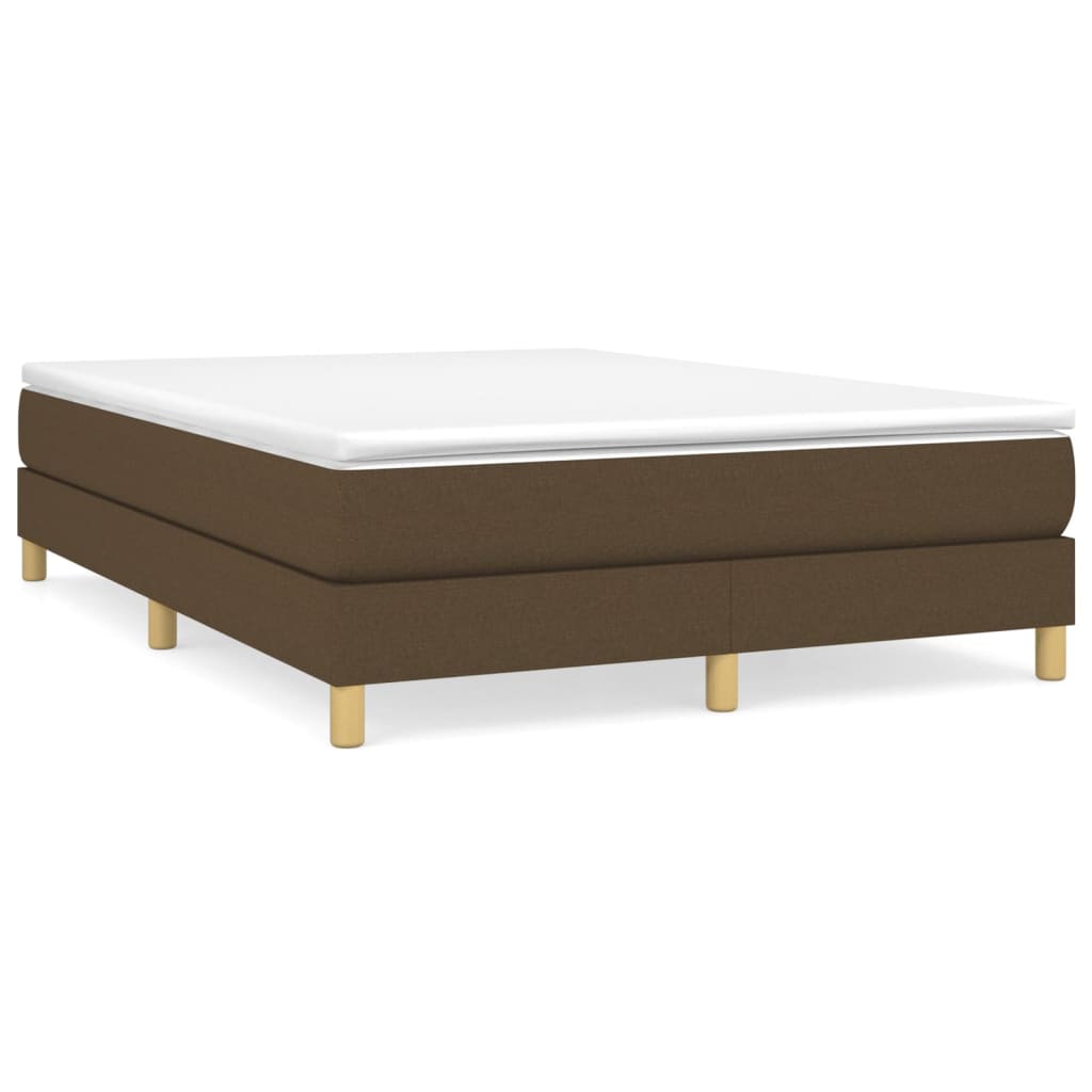 Κρεβάτι Boxspring με Στρώμα Σκούρο Καφέ 140x200 εκ Υφασμάτινο