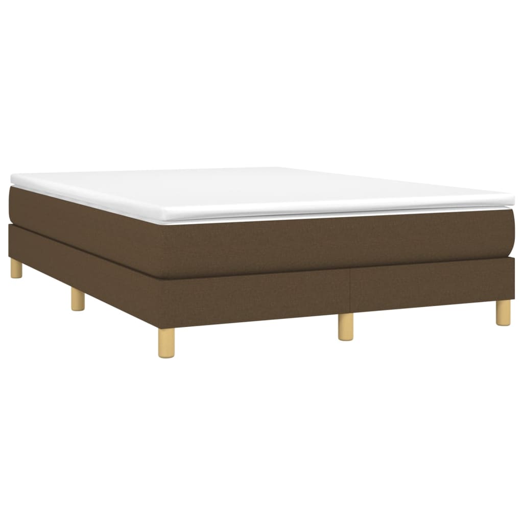 Κρεβάτι Boxspring με Στρώμα Σκούρο Καφέ 140x200 εκ Υφασμάτινο