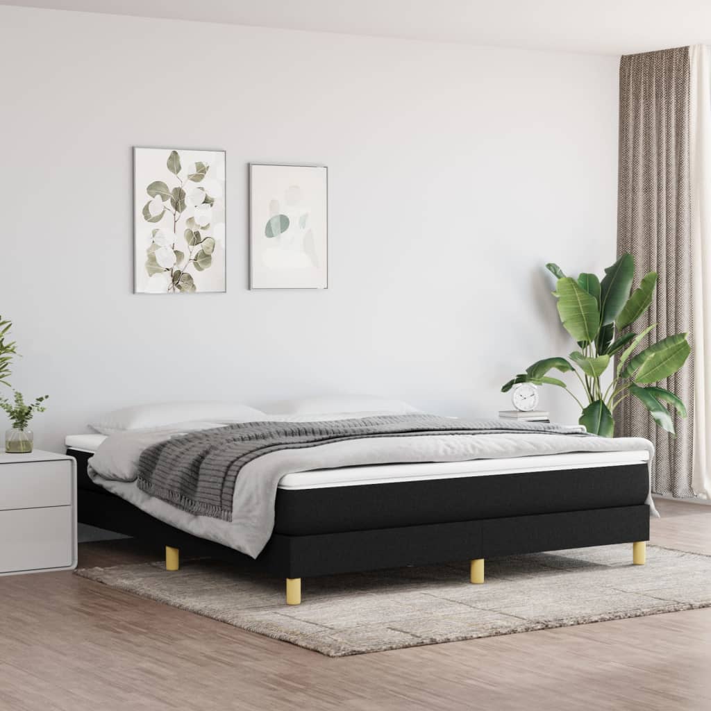Κρεβάτι Boxspring με Στρώμα Μαύρο 160x200 εκ. Υφασμάτινο - Pakobazaar