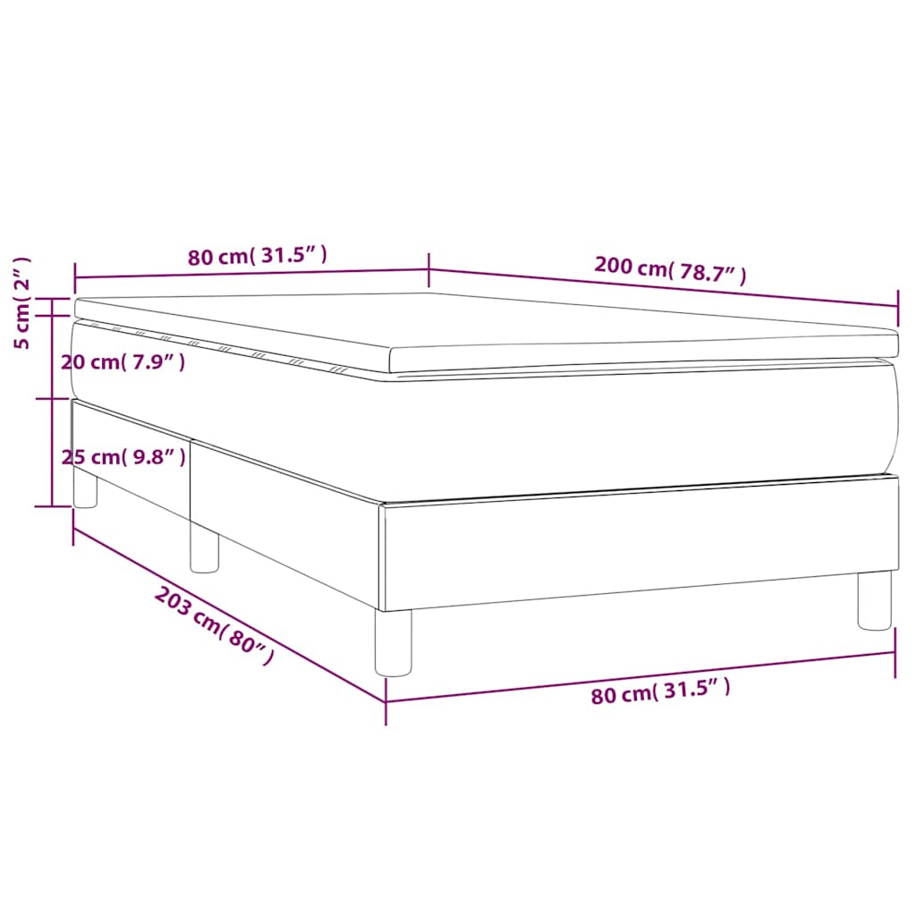 Κρεβάτι Boxspring με Στρώμα Καφέ 80 x 200 εκ. Συνθετικό Δέρμα