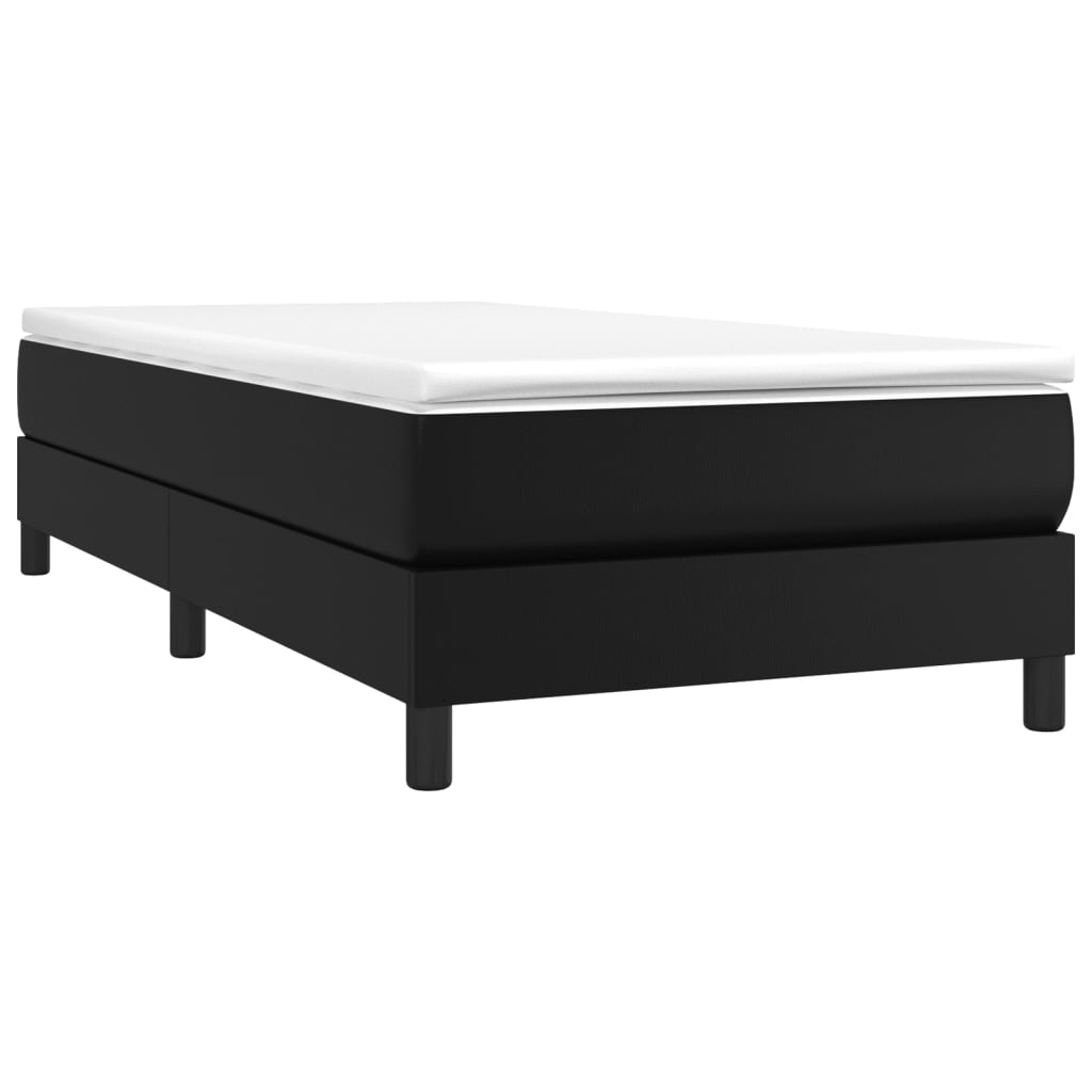 Κρεβάτι Boxspring με Στρώμα Μαύρο 90x190εκ. από Συνθετικό Δέρμα