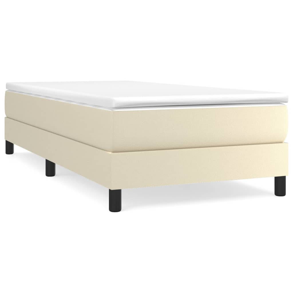 Κρεβάτι Boxspring με Στρώμα Κρεμ 90x200 εκ. από Συνθετικό Δέρμα - Pakobazaar