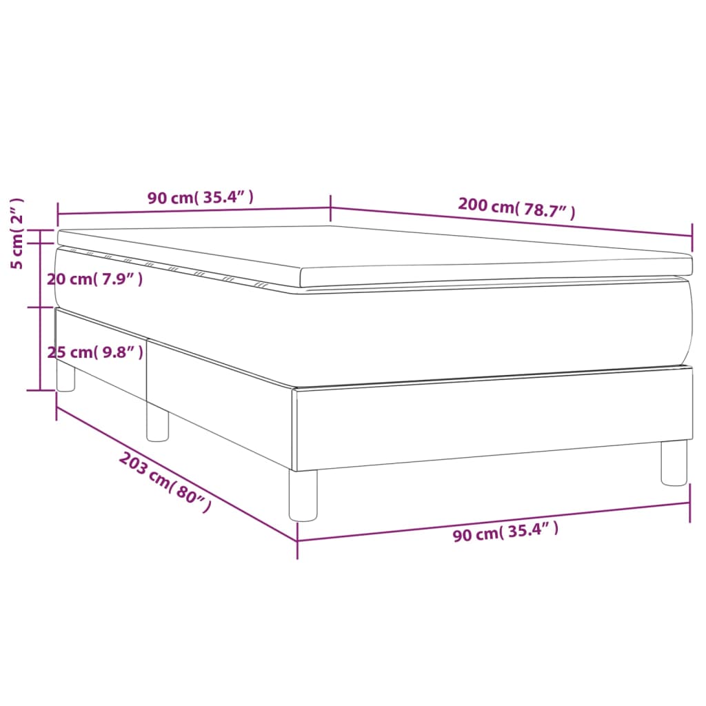 Κρεβάτι Boxspring με Στρώμα Κρεμ 90x200 εκ. από Συνθετικό Δέρμα - Pakobazaar