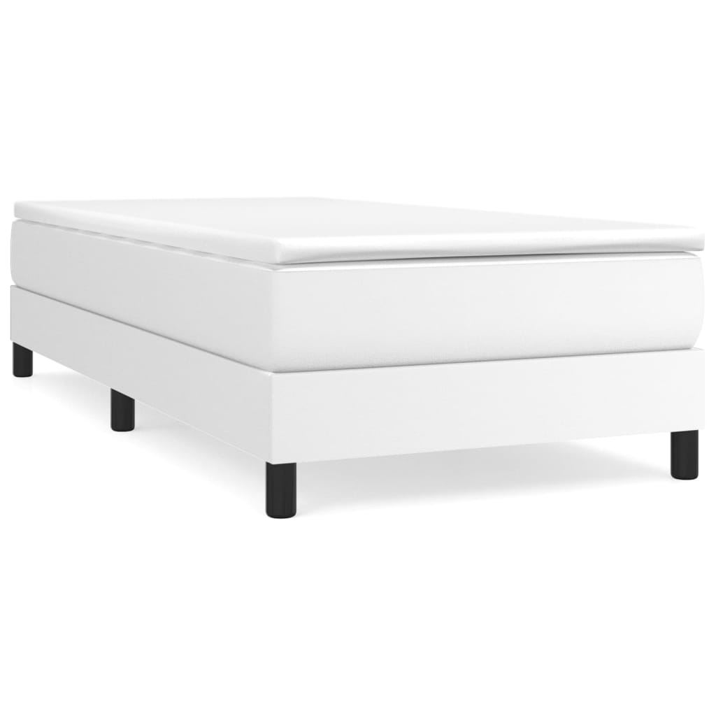 Κρεβάτι Boxspring με Στρώμα Λευκό 100x200εκ.από Συνθετικό Δέρμα