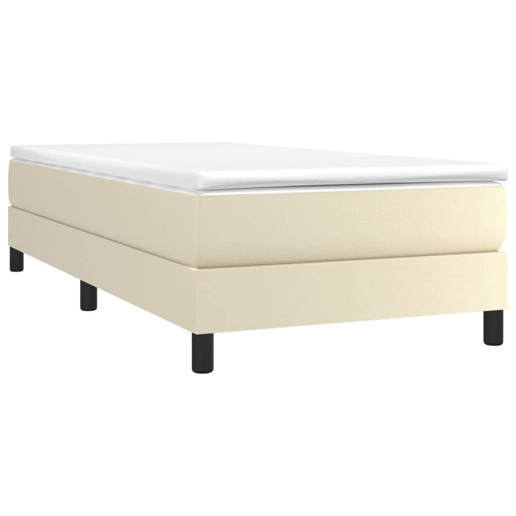 Κρεβάτι Boxspring με Στρώμα Κρεμ 100x200εκ. από Συνθετικό Δέρμα