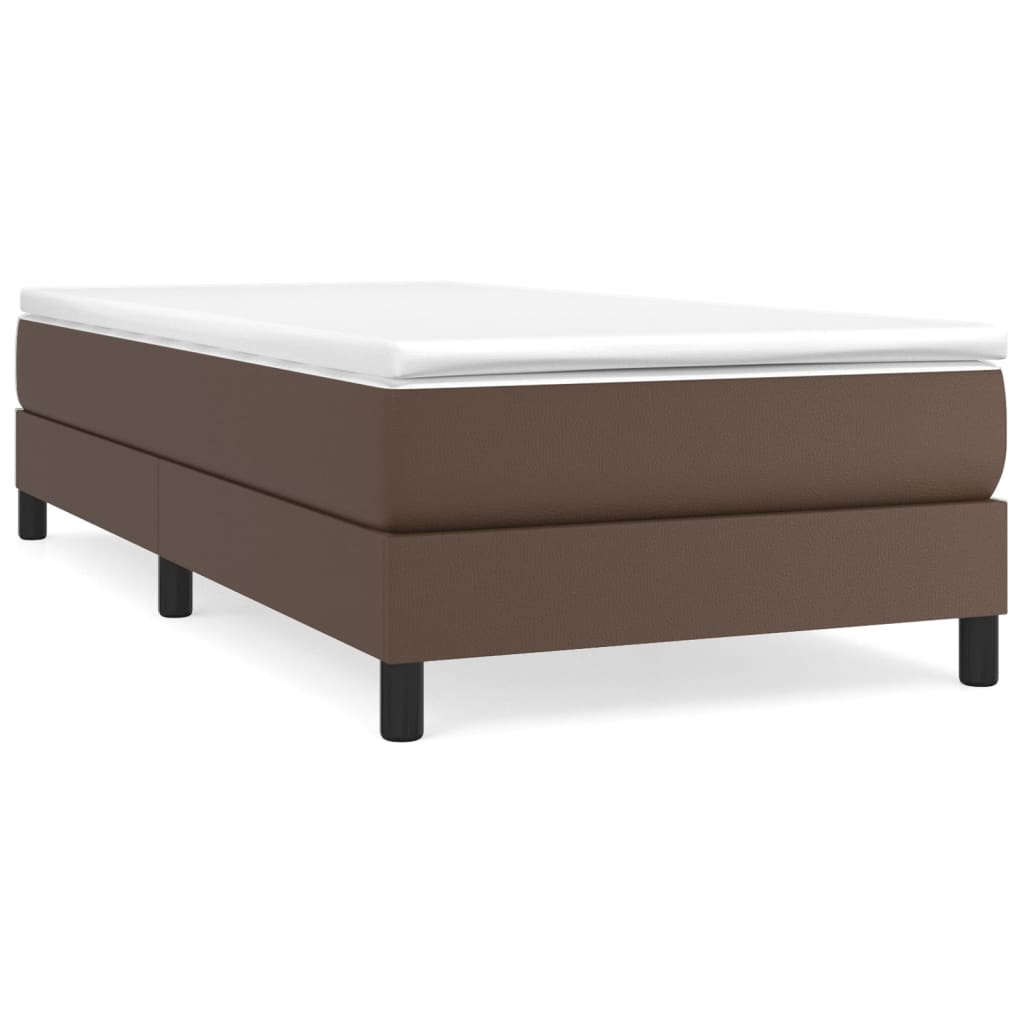 Κρεβάτι Boxspring με Στρώμα Καφέ 100x200εκ. από Συνθετικό Δέρμα