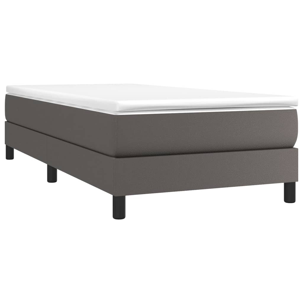 Κρεβάτι Boxspring με Στρώμα Γκρι 100x200εκ. από Συνθετικό Δέρμα