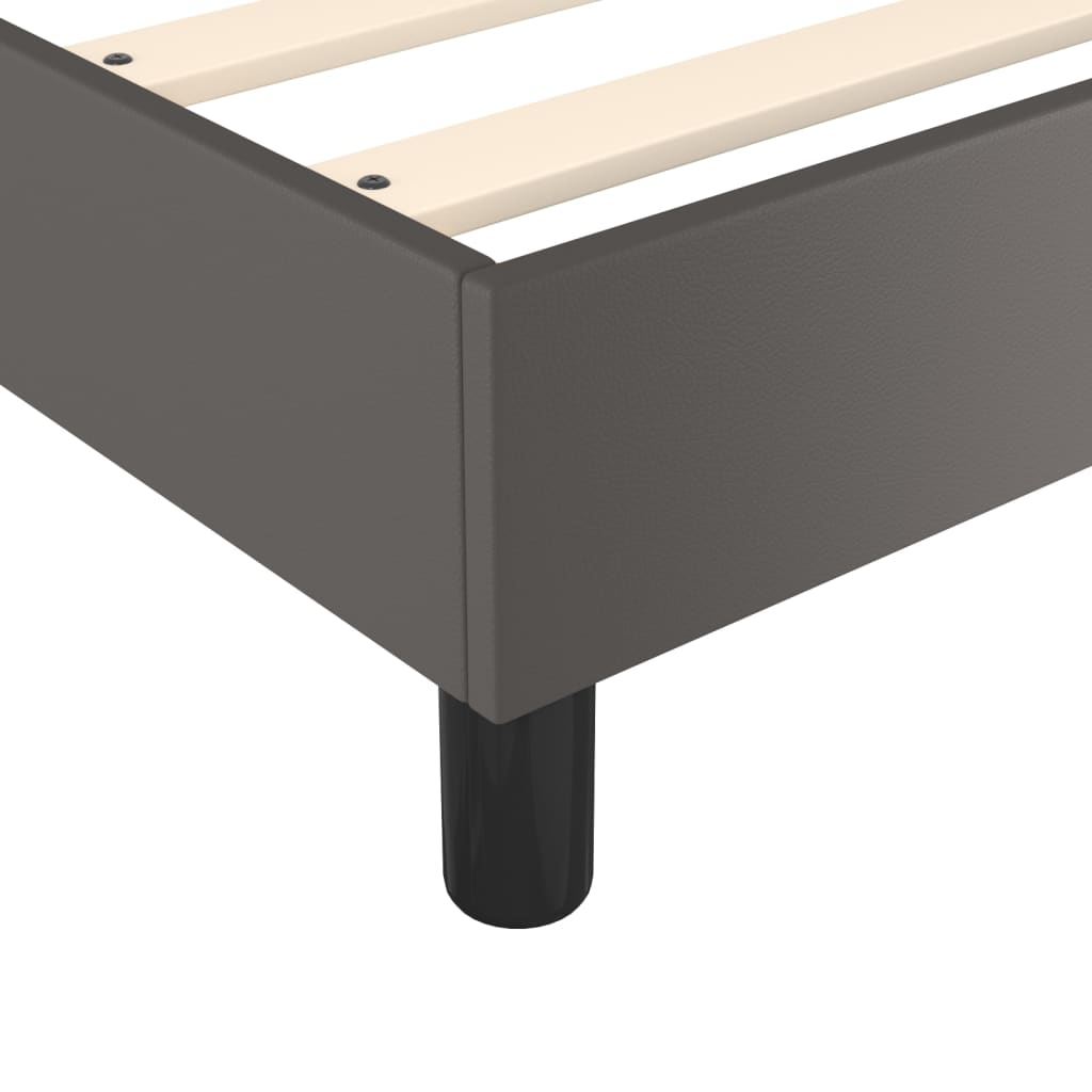 Κρεβάτι Boxspring με Στρώμα Γκρι 100x200εκ. από Συνθετικό Δέρμα