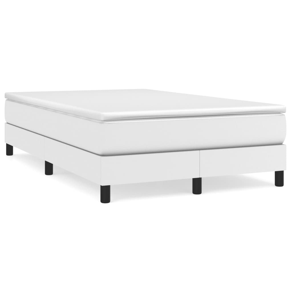 Κρεβάτι Boxspring με Στρώμα Λευκό 120x200εκ.από Συνθετικό Δέρμα - Pakobazaar