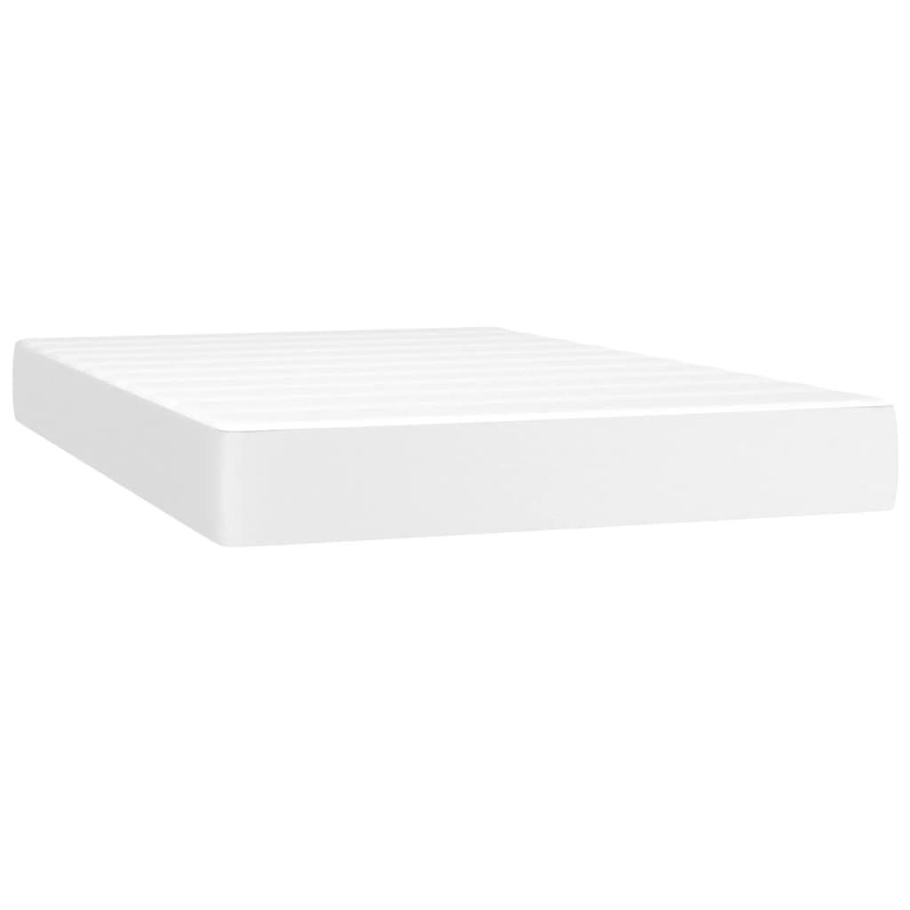 Κρεβάτι Boxspring με Στρώμα Λευκό 120x200εκ.από Συνθετικό Δέρμα - Pakobazaar