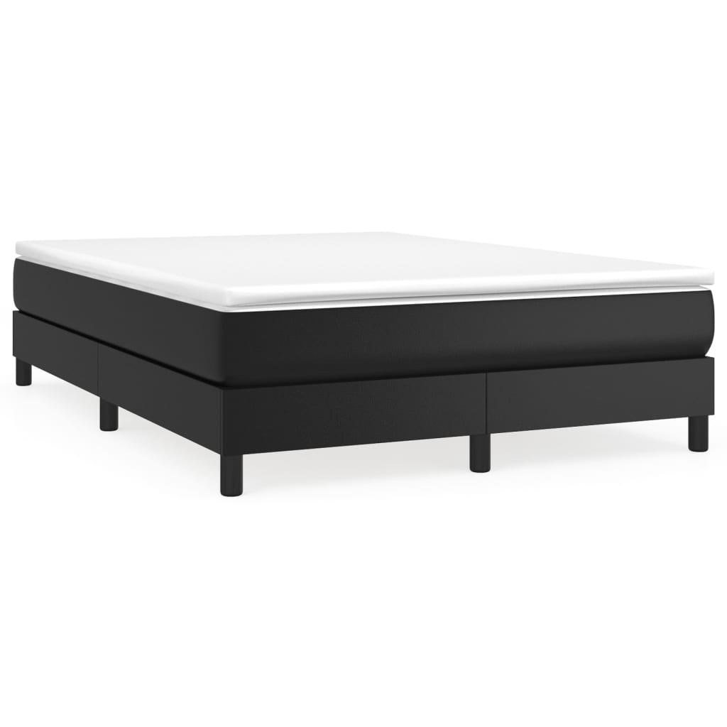 Κρεβάτι Boxspring με Στρώμα Μαύρο 140x190εκ.από Συνθετικό Δέρμα