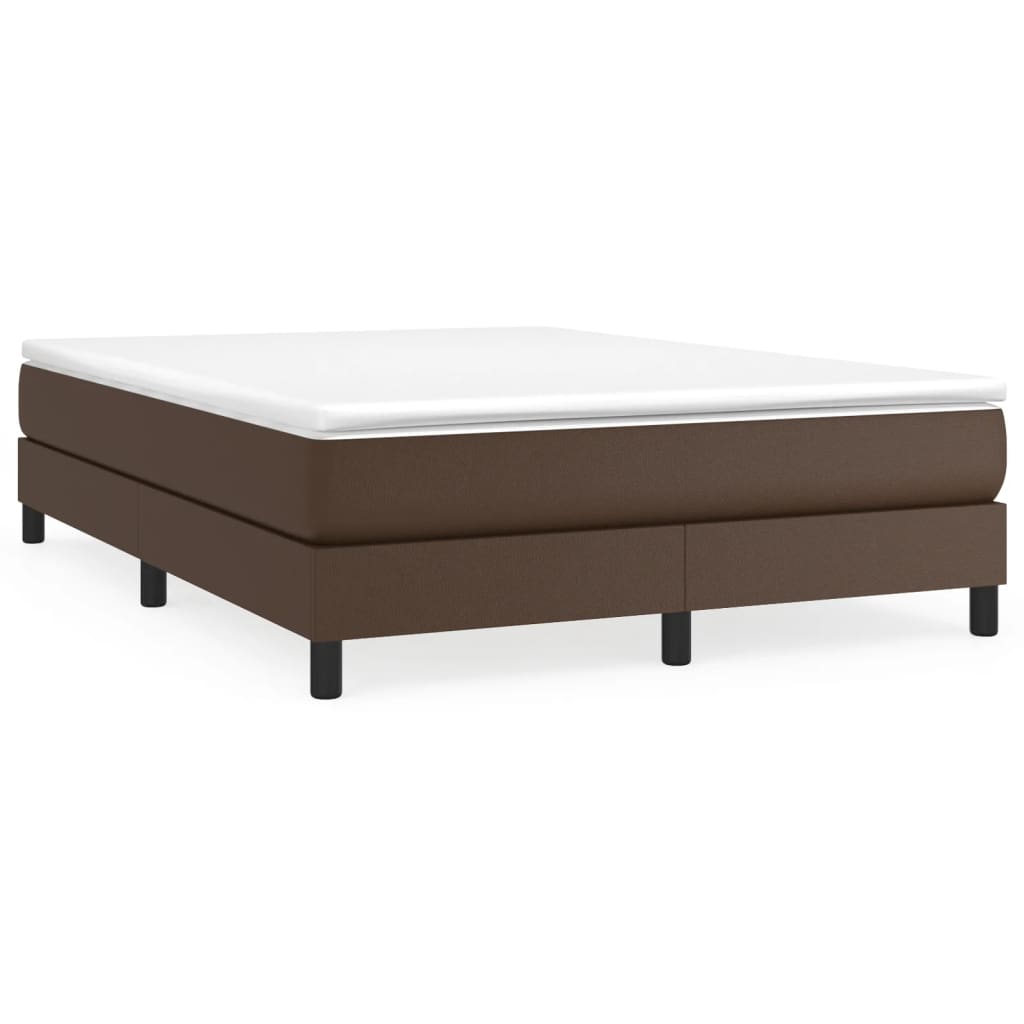 Κρεβάτι Boxspring με Στρώμα Καφέ 140x190εκ. από Συνθετικό Δέρμα