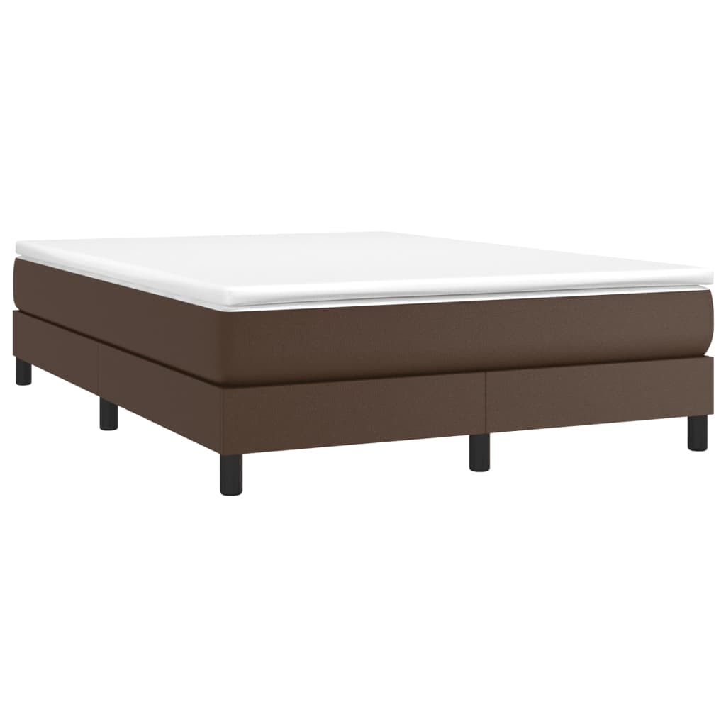Κρεβάτι Boxspring με Στρώμα Καφέ 140x190εκ. από Συνθετικό Δέρμα