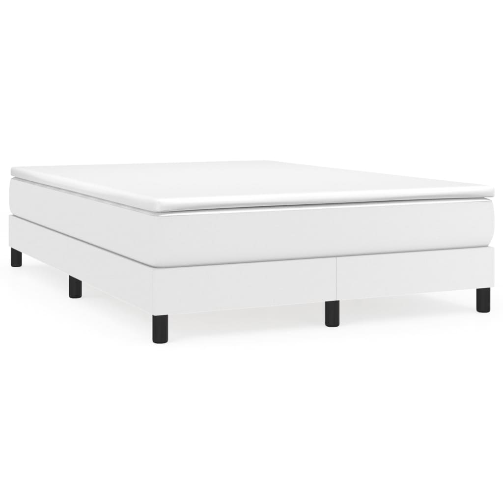 Κρεβάτι Boxspring με Στρώμα Λευκό 140x200εκ.από Συνθετικό Δέρμα