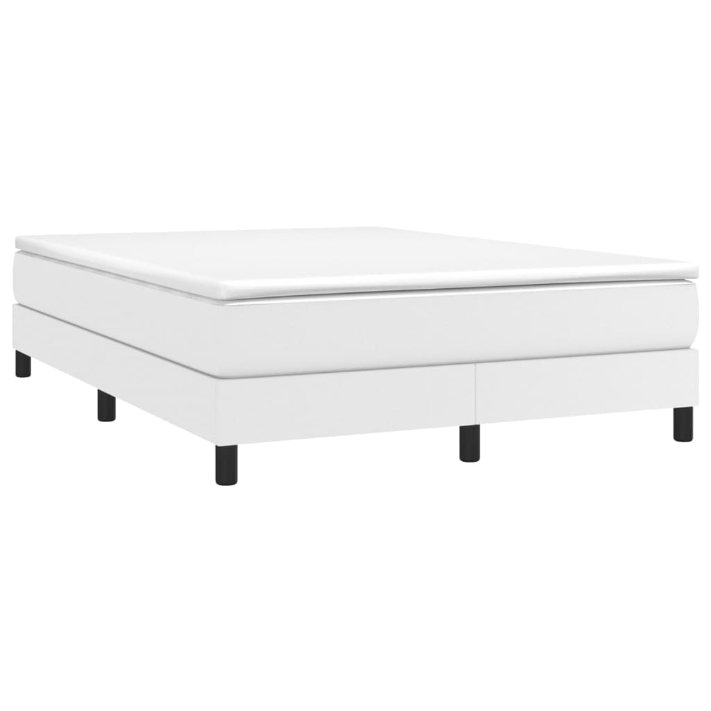 Κρεβάτι Boxspring με Στρώμα Λευκό 140x200εκ.από Συνθετικό Δέρμα