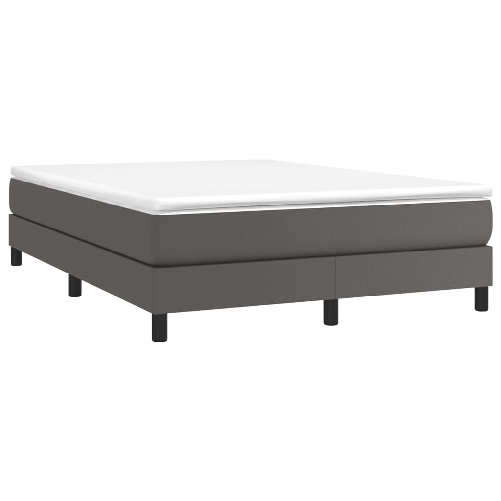 Κρεβάτι Boxspring με Στρώμα Γκρι 140x200εκ. από Συνθετικό Δέρμα