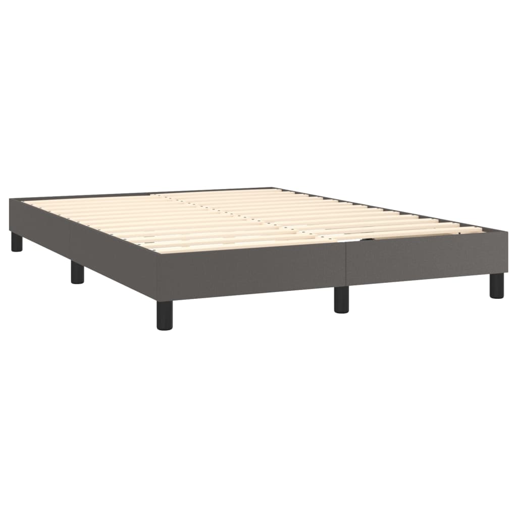 Κρεβάτι Boxspring με Στρώμα Γκρι 140x200εκ. από Συνθετικό Δέρμα