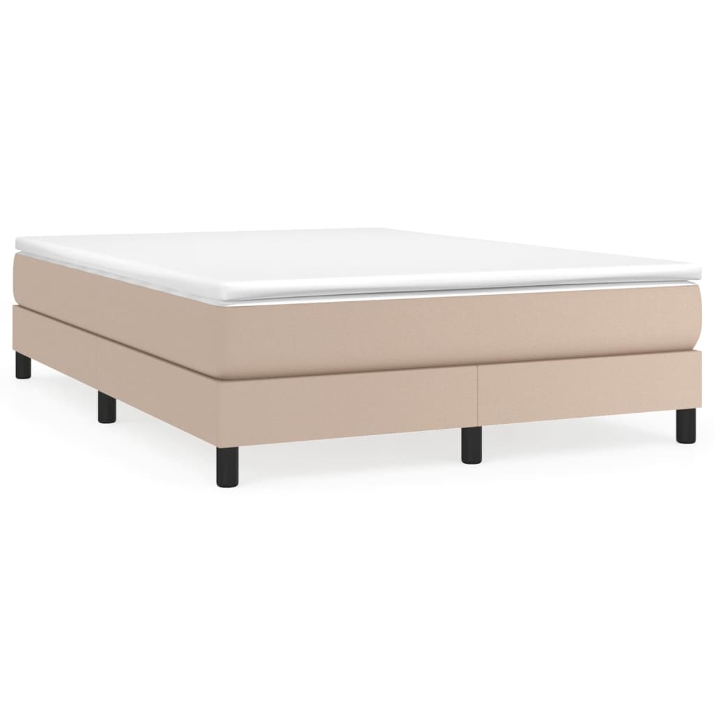 Κρεβάτι Boxspring με Στρώμα Καπουτσίνο 140x200εκ.από Συνθ.Δέρμα - Pakobazaar
