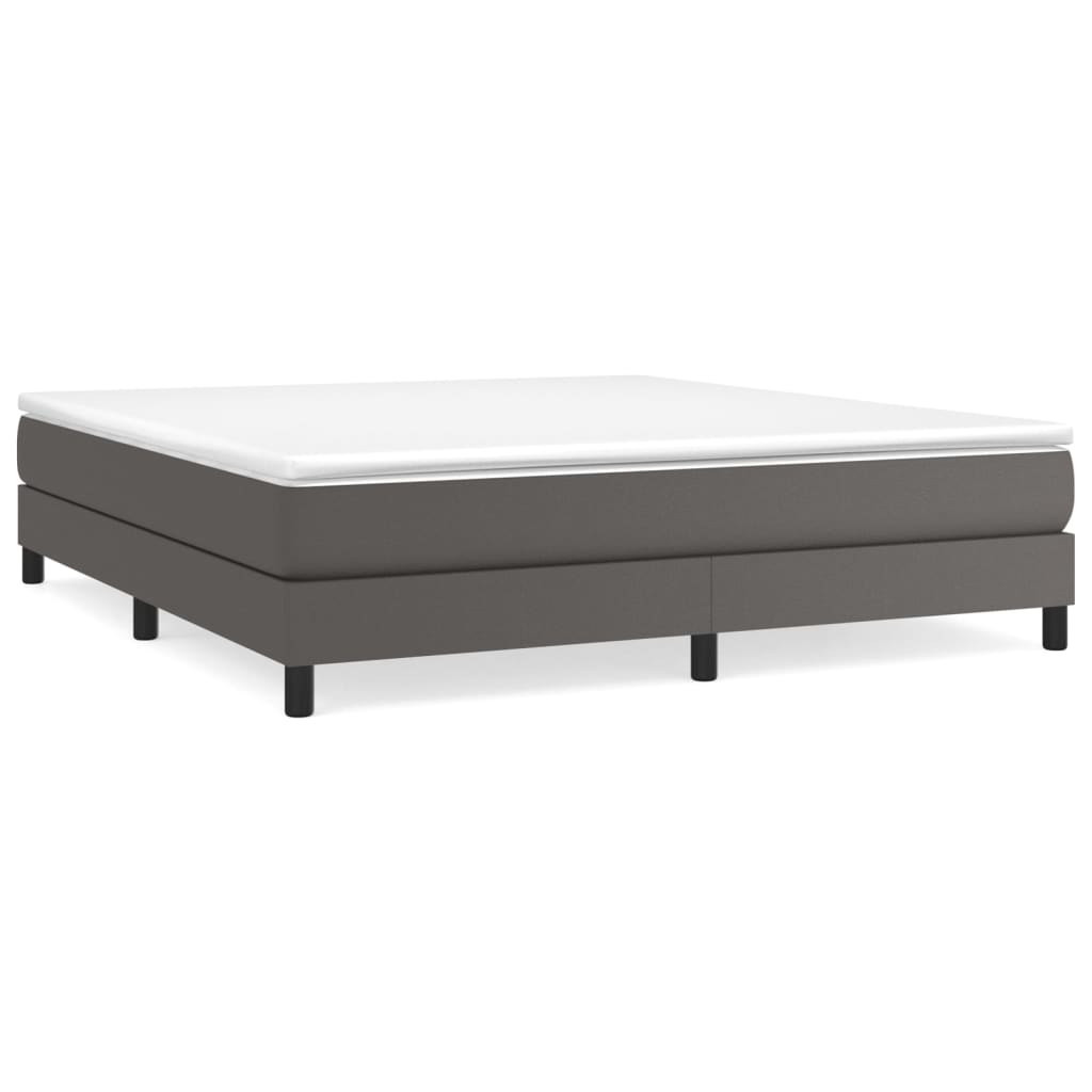 Κρεβάτι Boxspring με Στρώμα Γκρι 160x200εκ. από Συνθετικό Δέρμα