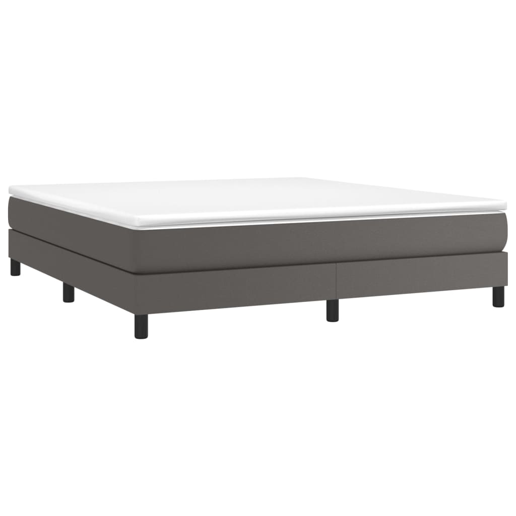 Κρεβάτι Boxspring με Στρώμα Γκρι 160x200εκ. από Συνθετικό Δέρμα