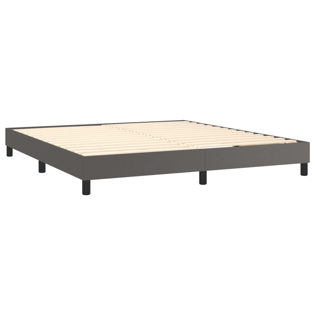 Κρεβάτι Boxspring με Στρώμα Γκρι 160x200εκ. από Συνθετικό Δέρμα