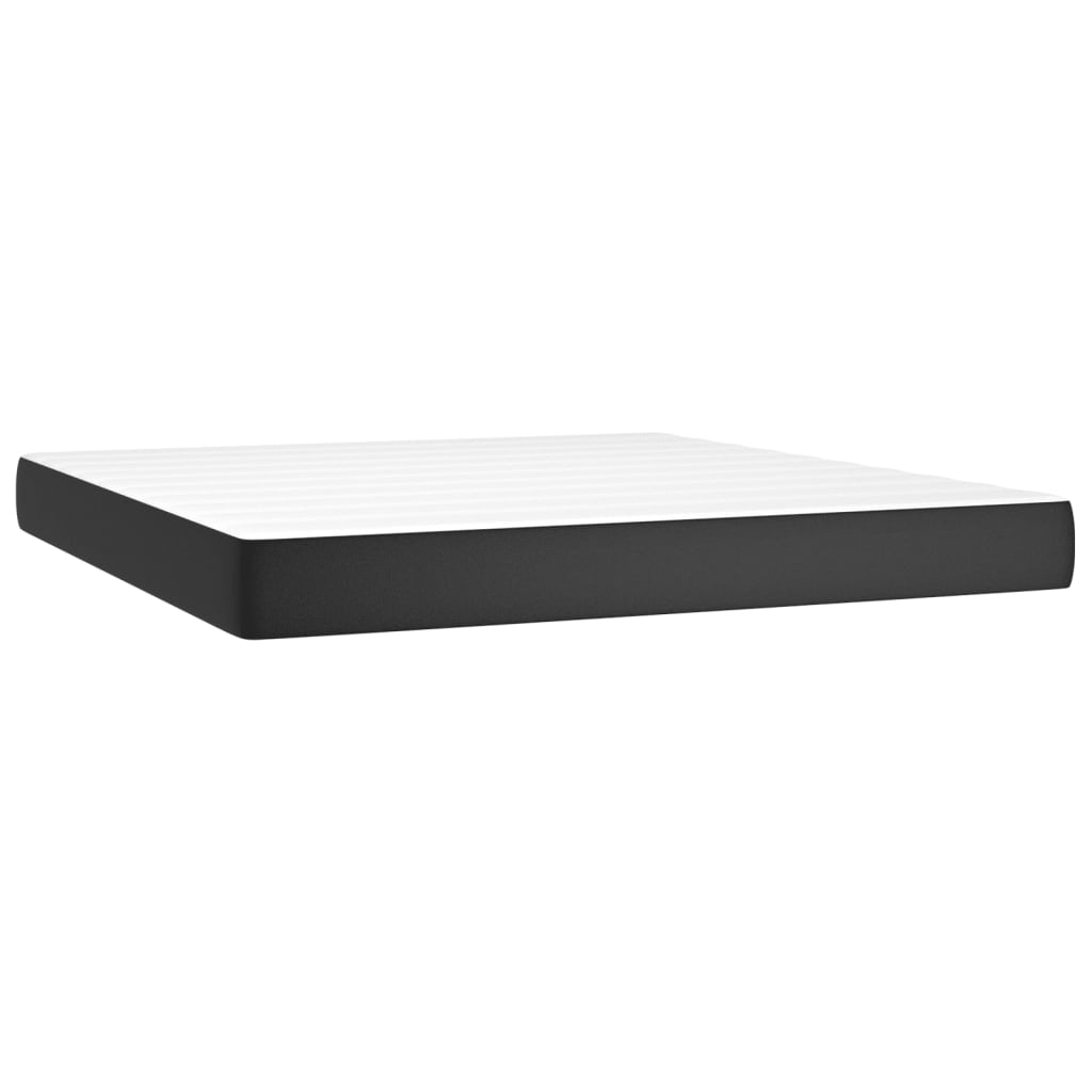 Κρεβάτι Boxspring με Στρώμα Μαύρο 180x200εκ.από Συνθετικό Δέρμα