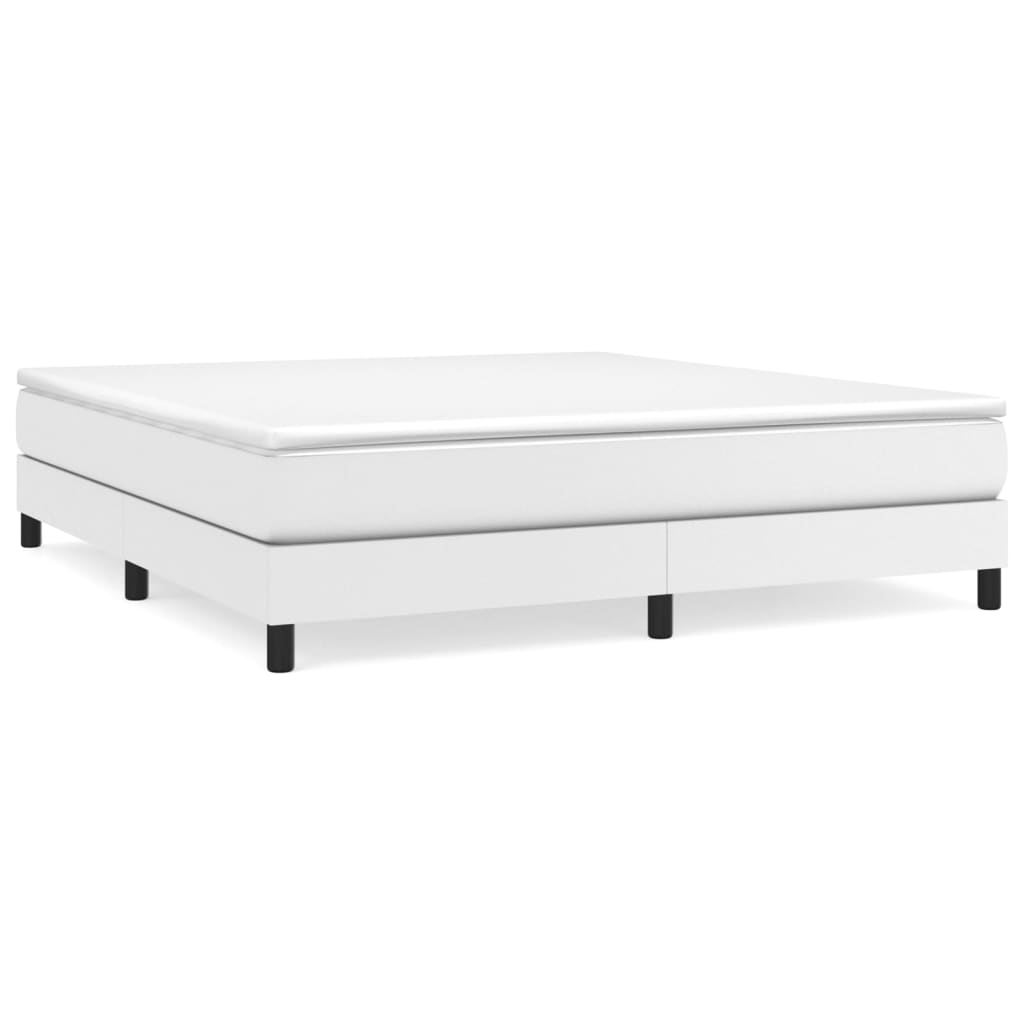 Κρεβάτι Boxspring με Στρώμα Λευκό 180x200 εκ. Συνθετικό Δέρμα