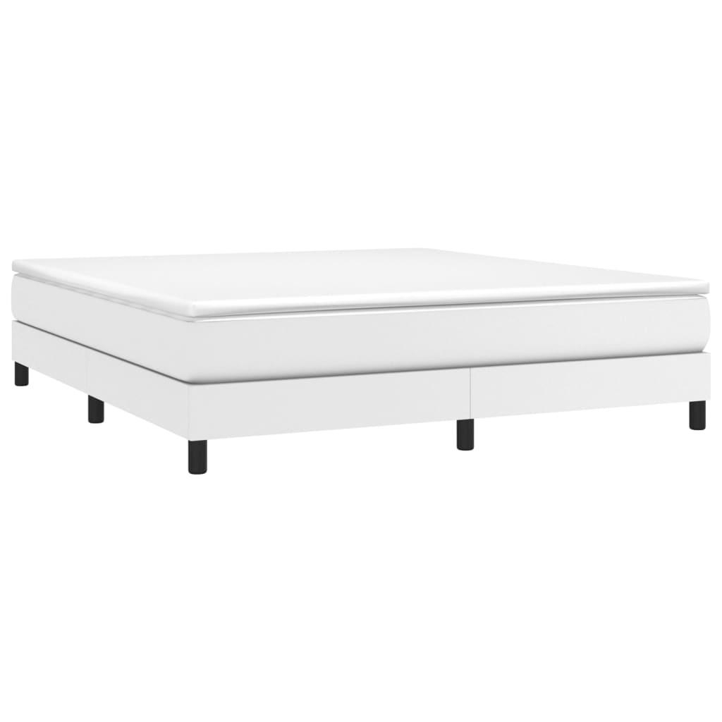 Κρεβάτι Boxspring με Στρώμα Λευκό 180x200 εκ. Συνθετικό Δέρμα