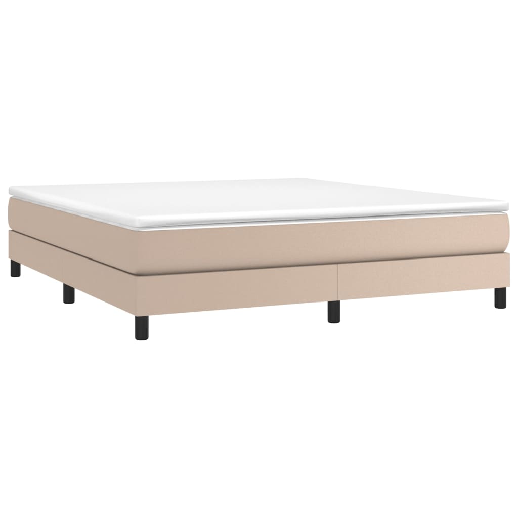 Κρεβάτι Boxspring με Στρώμα Καπουτσίνο 180x200 εκ. Συνθ. Δέρμα
