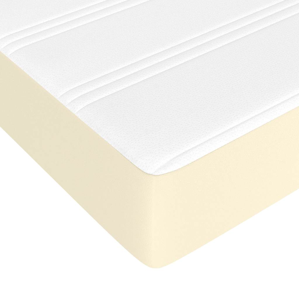 Κρεβάτι Boxspring με Στρώμα Κρεμ 200x200 εκ. Συνθετικό Δέρμα