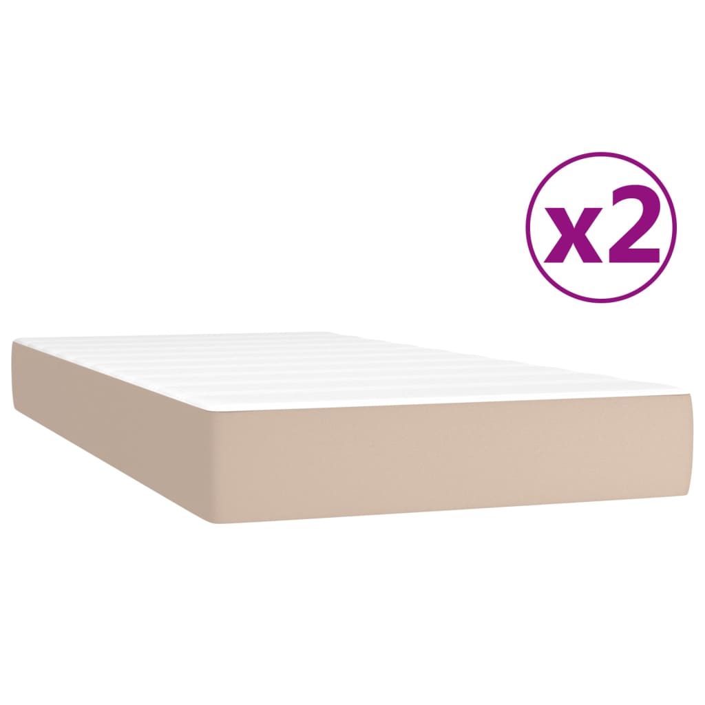 Κρεβάτι Boxspring με Στρώμα Καπουτσίνο 200x200εκ.από Συνθ.Δέρμα - Pakobazaar