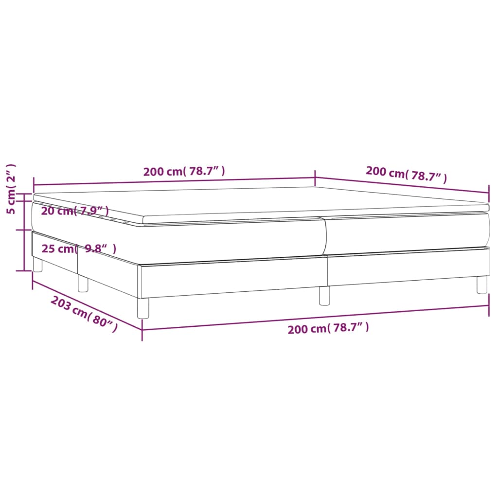 Κρεβάτι Boxspring με Στρώμα Καπουτσίνο 200x200εκ.από Συνθ.Δέρμα - Pakobazaar