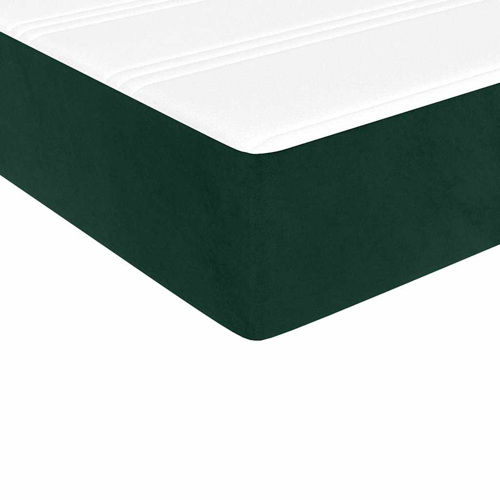 Κρεβάτι Boxspring με Στρώμα Σκούρο Πράσινο 80x200 εκ. Βελούδινο