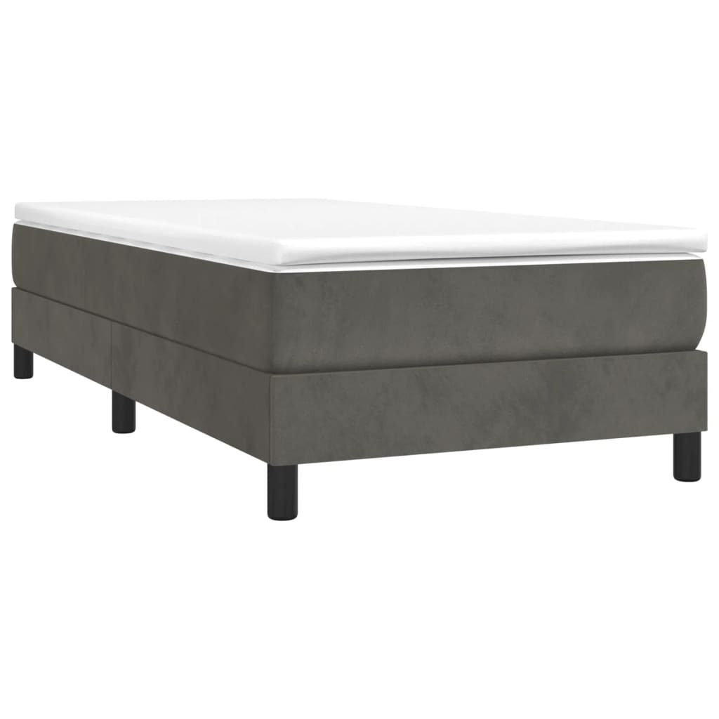 Κρεβάτι Boxspring με Στρώμα Σκούρο Γκρι 90x190 εκ. Βελούδινο