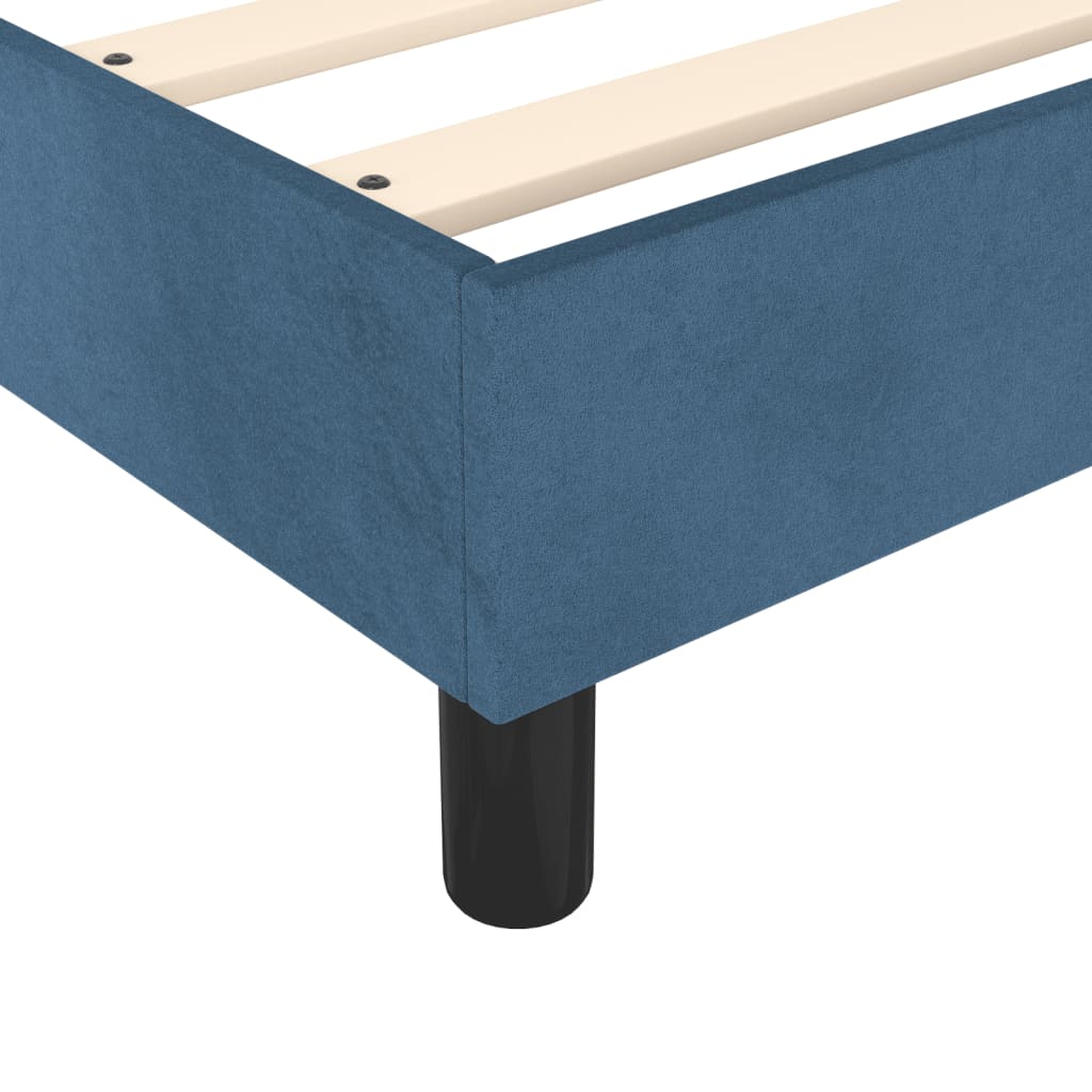 Κρεβάτι Boxspring με Στρώμα Σκούρο Μπλε 90x190 εκ. Βελούδινο