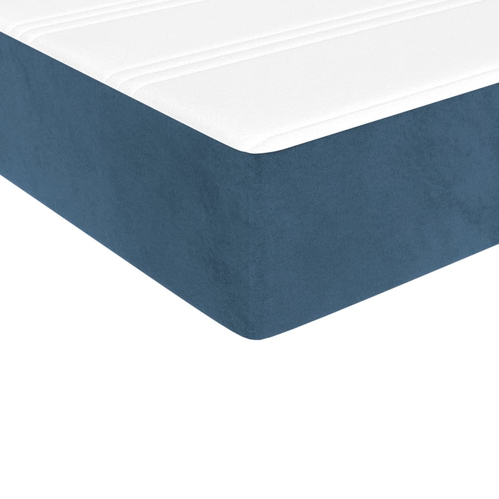 Κρεβάτι Boxspring με Στρώμα Σκούρο Μπλε 90x190 εκ. Βελούδινο