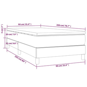 Κρεβάτι Boxspring με Στρώμα Μαύρο 90x200 εκ. Βελούδινο