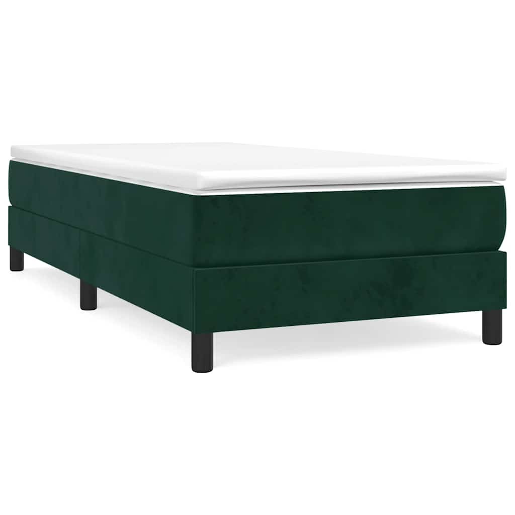 Κρεβάτι Boxspring με Στρώμα Σκούρο Πράσινο 90x200 εκ. Βελούδινο