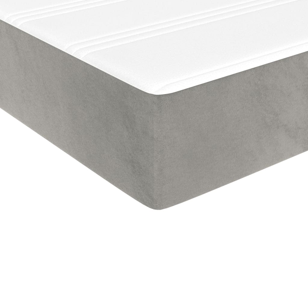 Κρεβάτι Boxspring με Στρώμα Ανοιχτό Γκρι 100x200 εκ. Βελούδινο - Pakobazaar