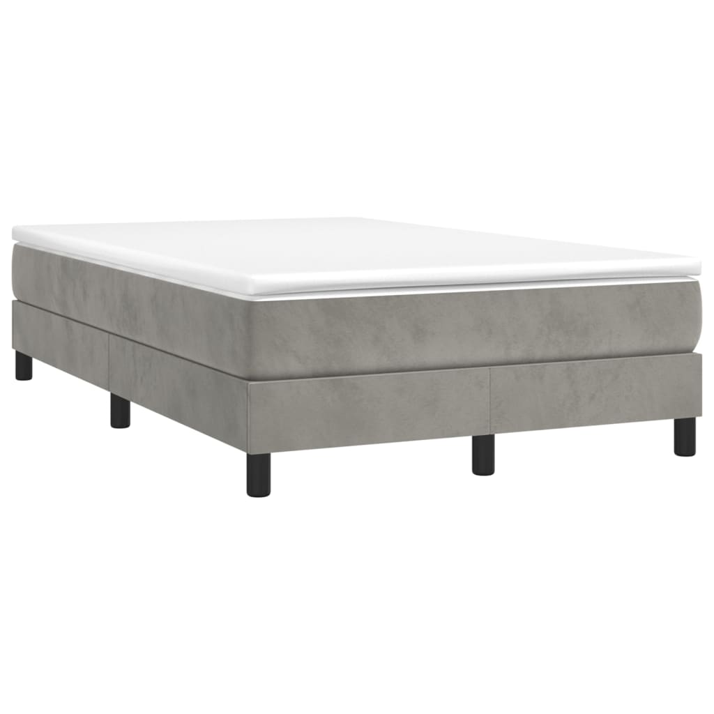 Κρεβάτι Boxspring με Στρώμα Ανοιχτό Γκρι 120x200 εκ. Βελούδινο