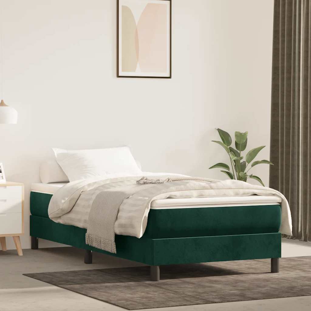 Κρεβάτι Boxspring με Στρώμα Σκούρο Πράσινο 120x200εκ. Βελούδινο