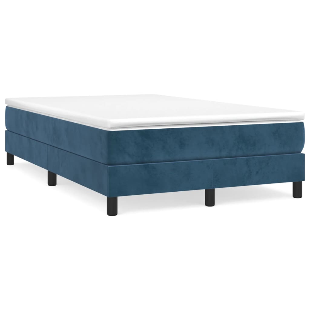 Κρεβάτι Boxspring με Στρώμα Σκούρο Μπλε 120x200 εκ. Βελούδινο