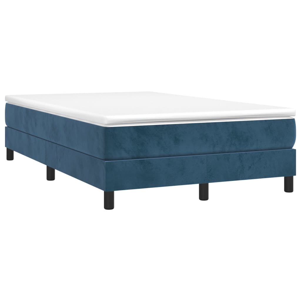 Κρεβάτι Boxspring με Στρώμα Σκούρο Μπλε 120x200 εκ. Βελούδινο