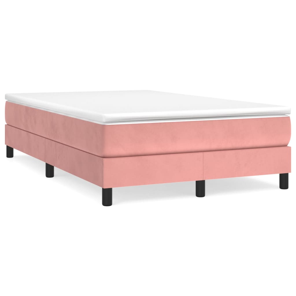 Κρεβάτι Boxspring με Στρώμα Ροζ 120x200 εκ. Βελούδινο