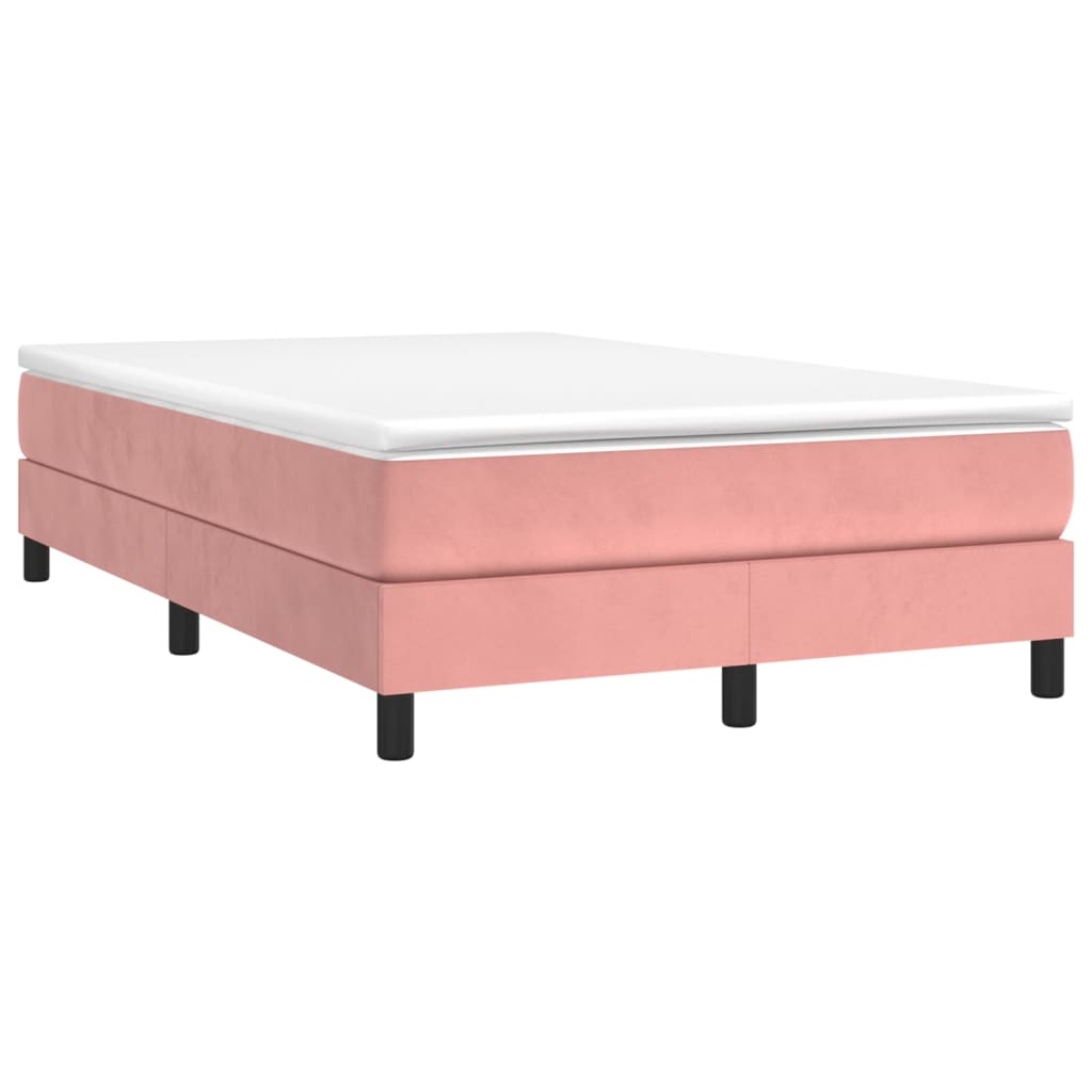 Κρεβάτι Boxspring με Στρώμα Ροζ 120x200 εκ. Βελούδινο