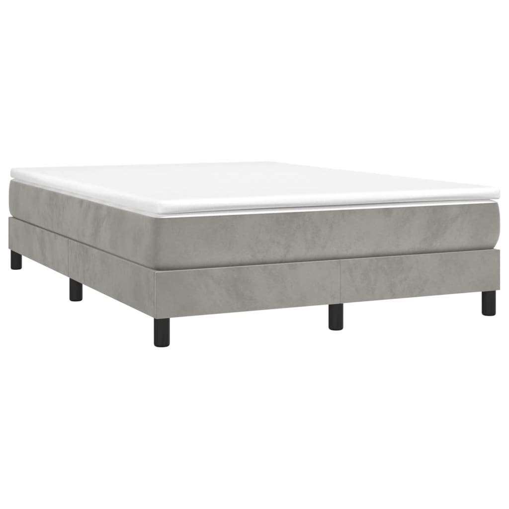 Κρεβάτι Boxspring με Στρώμα Ανοιχτό Γκρι 140x190 εκ. Βελούδινο - Pakobazaar