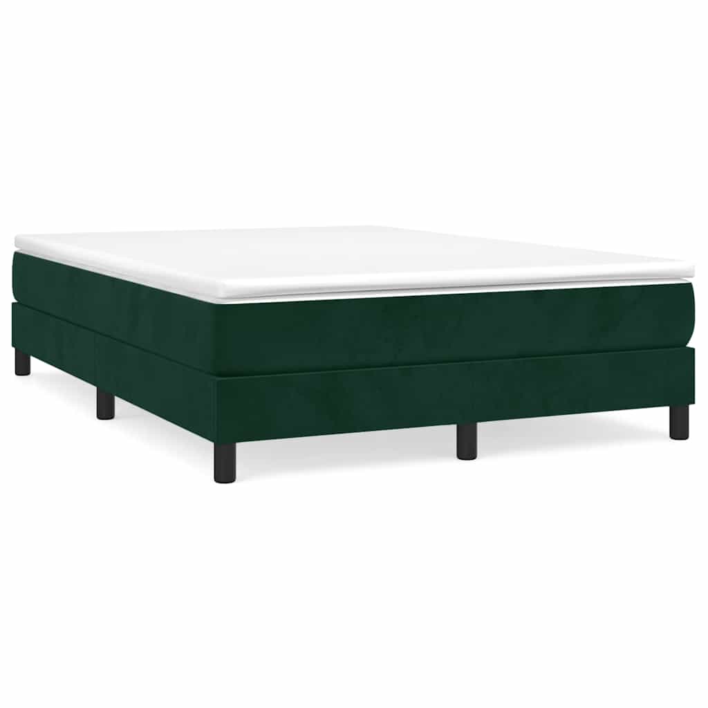 Κρεβάτι Boxspring με Στρώμα Σκούρο Πράσινο 140x190εκ. Βελούδινο