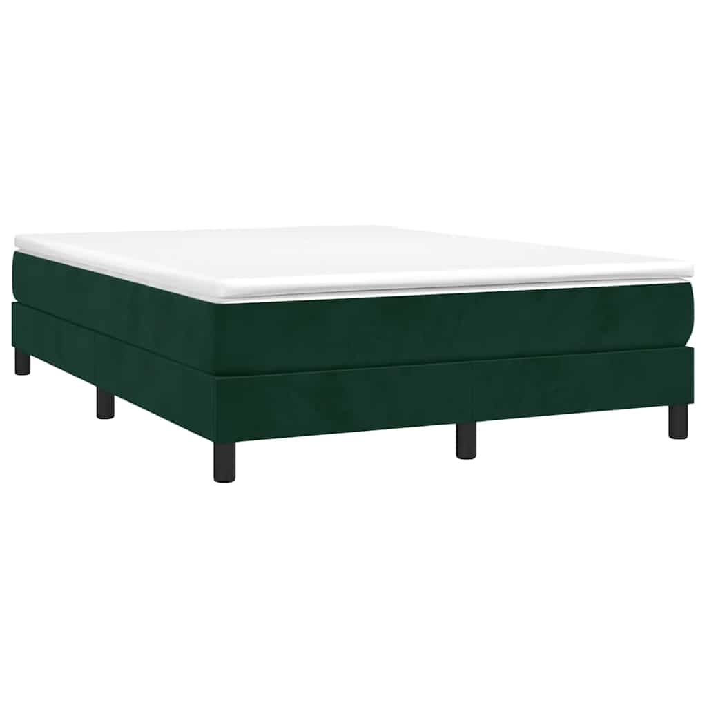 Κρεβάτι Boxspring με Στρώμα Σκούρο Πράσινο 140x190εκ. Βελούδινο