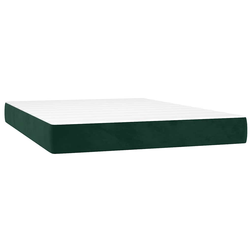 Κρεβάτι Boxspring με Στρώμα Σκούρο Πράσινο 140x190εκ. Βελούδινο