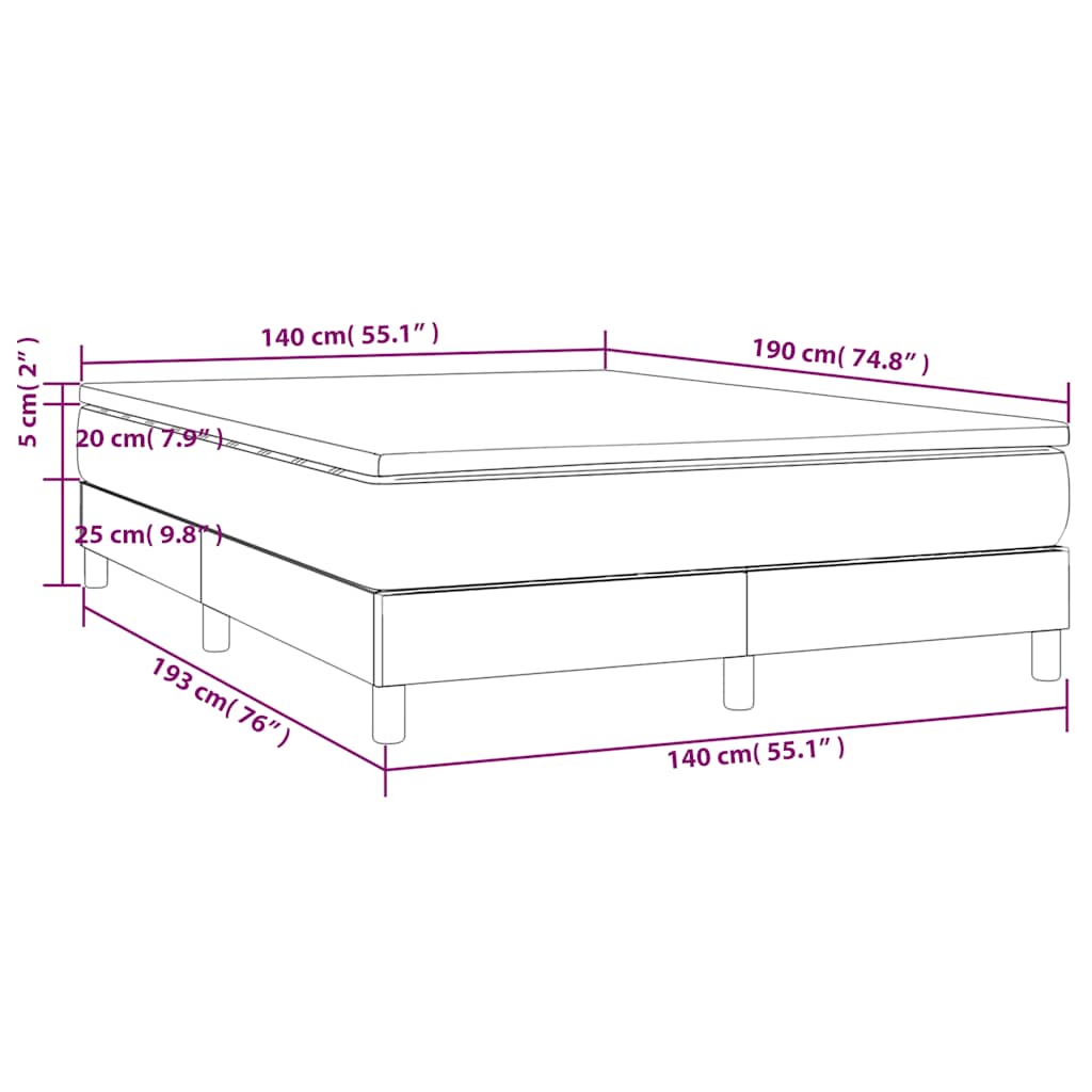 Κρεβάτι Boxspring με Στρώμα Σκούρο Πράσινο 140x190εκ. Βελούδινο